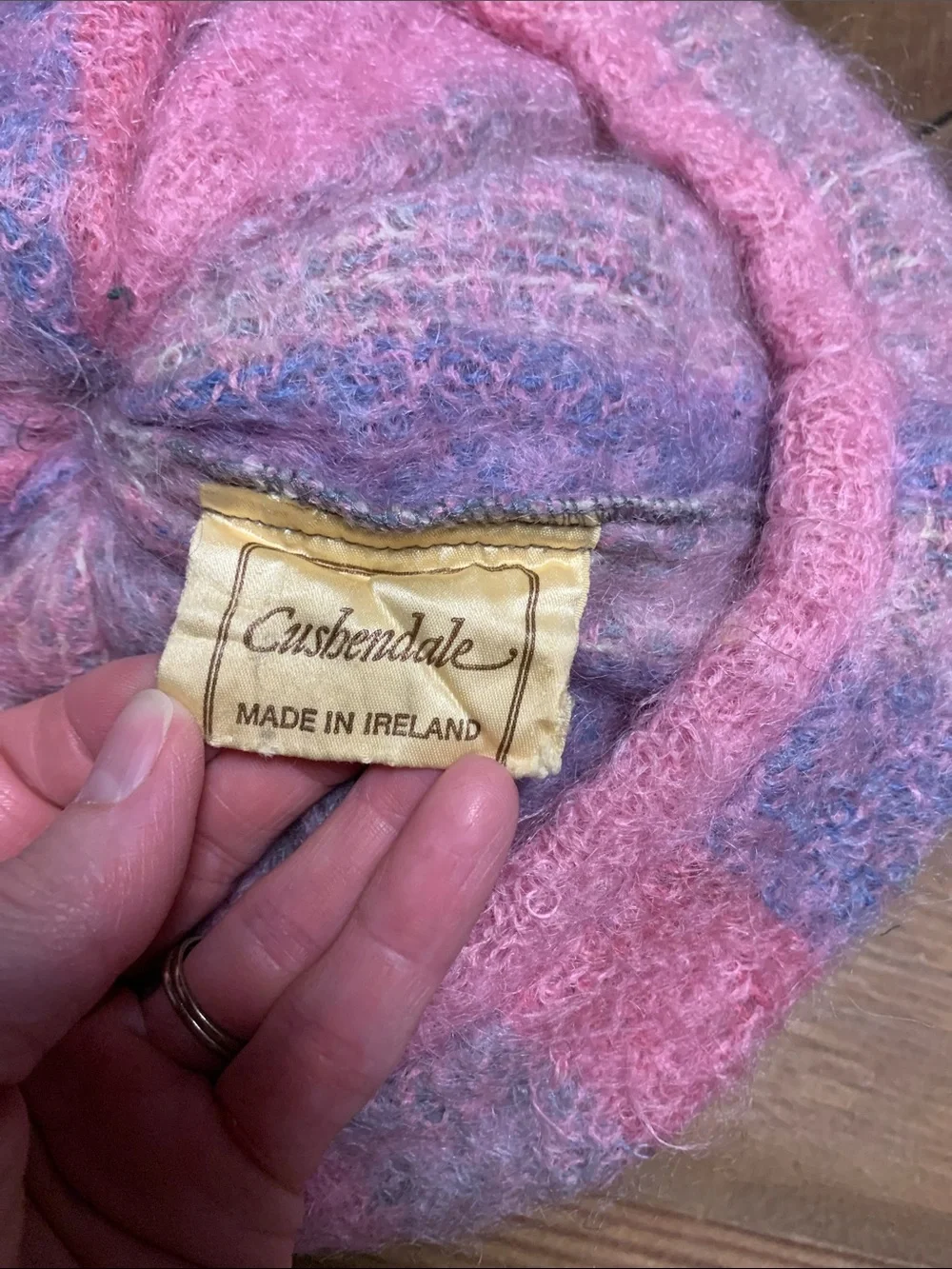 Vintage mohair multi color knit hat